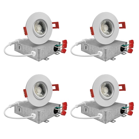 Nuwatt 3 Inch LED Gimbal Recessed Downlight 2700K-5000K Selectable Canless Light, Dimmable IC Rated 4 PK NW-GMB-3-5CT-WH-R-4P